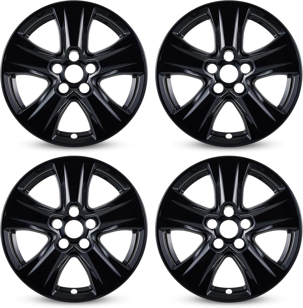 Set of 4 17 inch ABS Wheel Skins for 2019-2025 Toyota RAV4, Wheel Covers Compatible with 19-25 Toyota Rav4 - Gloss Black, Snap-on Wheel Skin Replacement Set