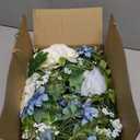 Ling's Moment Dusty Blue Wedding Bouquets for Bride, Blue and White Bridal Bouquets for Bride, 15 Inch Free Form Artificial Wedding Flower Bouquet