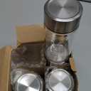 4 Pcs 10oz Glass Juice Bottles with Lids, Wide Mouth Glass Water Bottles with Measurement Markings Reusable Borosilicate Bottle for Juicing Smoothies Beverages, Leakproof Stainless Steel Caps