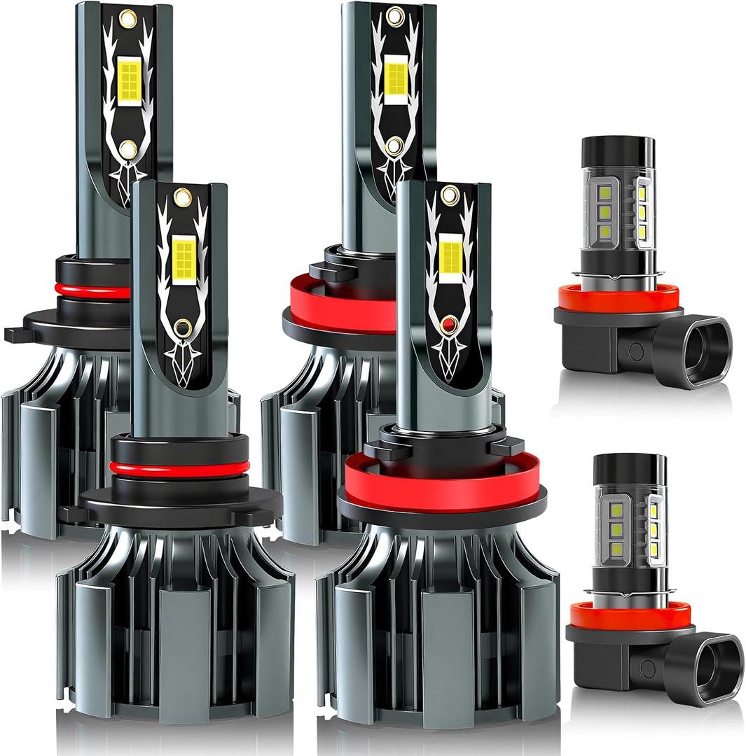 Fit For DODGE RAM 1500 2500 3500 (2019-2024) Light Bulbs, Hi & Lo Beam Bulbs+ Fog Lights Bulbs Kit, 6500K White, Plug and play, Pack of 6