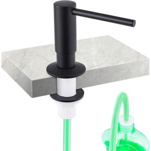 SAMODRA Kitchen Sink Soap Dispenser, Brass Pump Black Matte Built in Design with 39 Extension Tube Directly to Soap Bottle, No More Messy Refills, (No Bottle)
