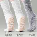 Juclise Non-Slip Yoga Socks for Women Breathable Grippy Workout Socks for Pilates Barre Gym & Meditation (US, Alpha, Medium, Regular, Regular, Snow*2 + Haze*1)