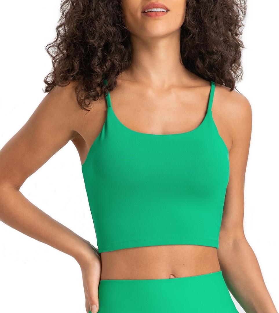 Lemedy Women Padded Sports Bra Fitness Workout Running Shirts Yoga Tank Top (Green, S)
