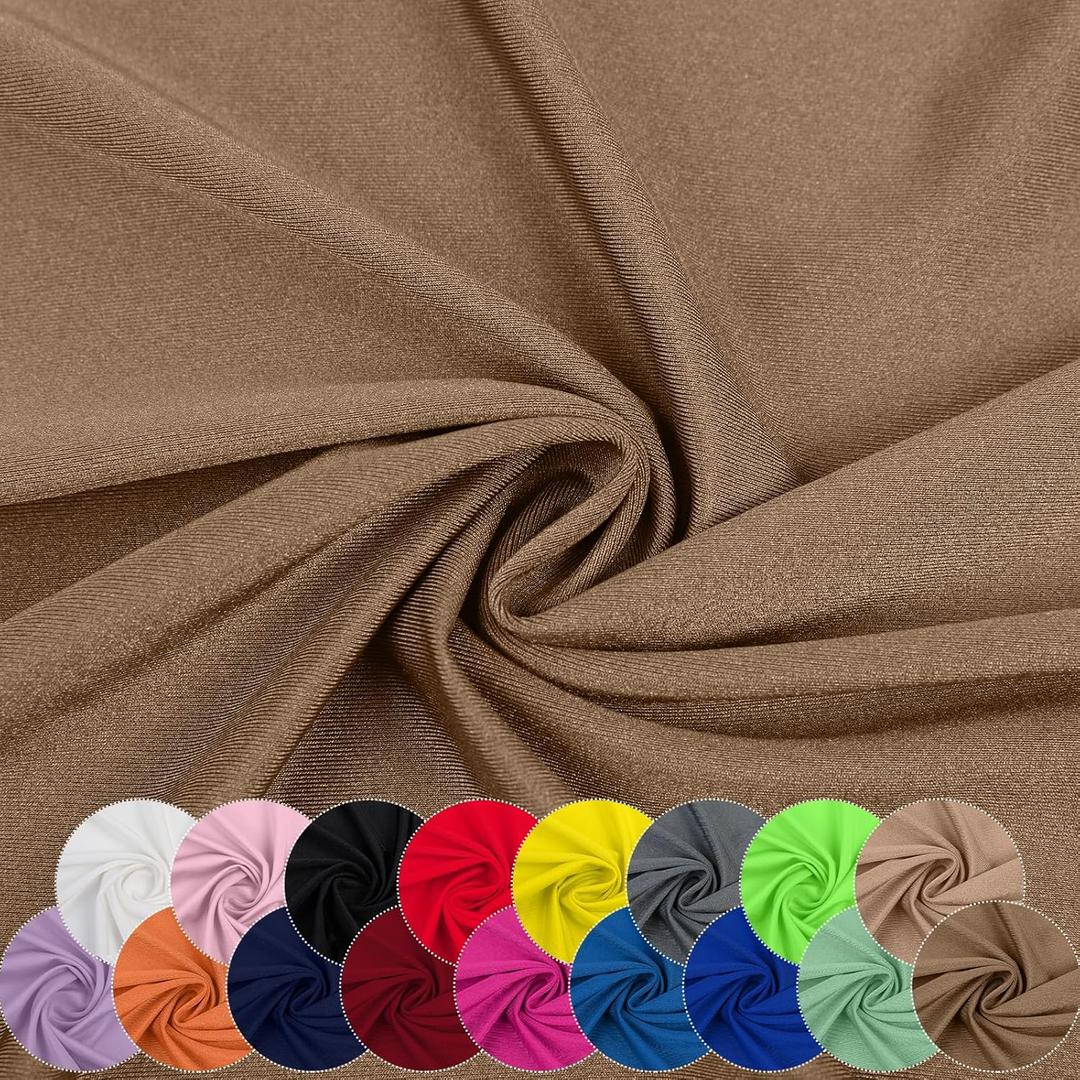 Nylon Spandex Fabric, 80% Nylon, 20% Spandex, Swimwear, Activewear Fabric 4 Way Stretch Sports, Dance, Yoga (Brown, 1 Yard)