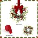 6 Pcs Christmas Kitchen Cabinet Wreaths with Red Velvet Ribbon Small Christmas Wreath Mini Cabinet Wreaths Farmhouse Wreath for Front Door Hanging Porch Wall Window Decor