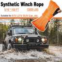 Synthetic Winch Rope 5/16 Inch x 100ft 12000LBS Synthetic Winch Line Cable Rope for Off Road ATV UTV SUV (Orange)