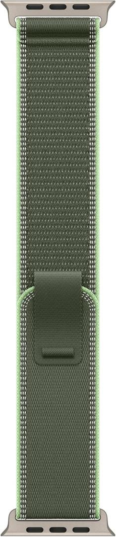 Apple Watch Band - Trail Loop - 49mm - Green/Neon - M/L - Natural Titanium Finish