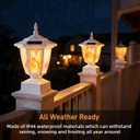 Dynaming 2 Pack Solar Flame Post Lights Outdoor, Solar Powered Lamps Fence Post Cap Lights, Flickering Flame LED Lantern Waterproof for Garden Deck Patio, Fit 4x4, 5x5 or 6x6 Wooden Posts, White Shell