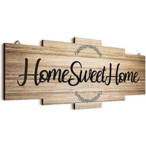 Jetec Home Sweet Home Sign, Rustic Wood Room Wall Decor, Farmhouse Plaque Wall Hanging Wooden Sign for Bedroom, Living Room, Wedding Decor(Wood Color)