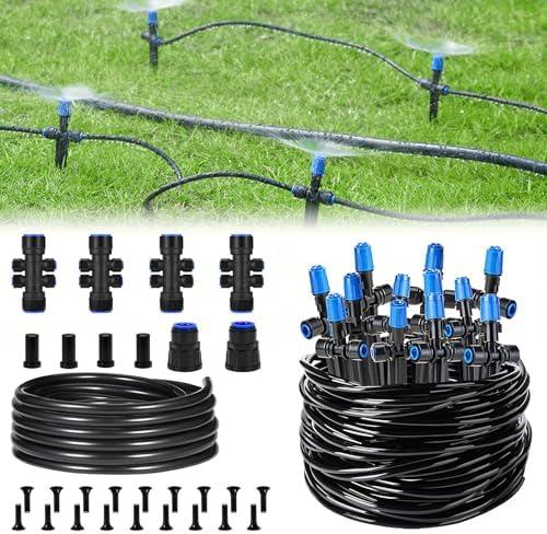 HIRALIY 208FT Quick-Connect Drip Irrigation Kit with Adjustable Fan-Shaped Dripper, Garden Watering System for Plants Vegetable Garden, Saving Water Automatic Irrigation Equipment for Raised Bed