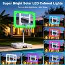 Large Pool Basketball Hoop Poolside with Super Bright LED Solar Lights, 32" Shatterproof Backboard & Adjustable Height Swimming Pool Basketball Hoop, Includes 2 Balls & Pump for Kids & Adults
