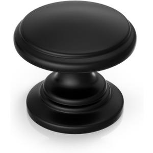 Goldenwarm 25 Pack Cabinet Knobs Black Cabinet Knobs Round Black Drawer Pulls Zinc Alloy Hardware for Dresser Drawer 1-1/5 Inch Diameter