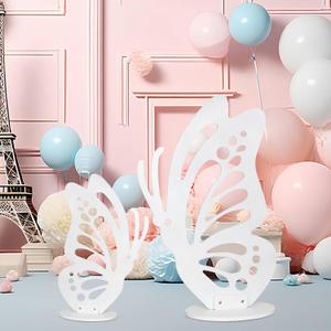 Large Wooden Butterfly Decorations, 2.95 ft and 1.97 ft Butterfly Shape Craft for Baby Shower, Birthday, Wedding, Party Backdrop, Freestanding Wood Crafts White W02