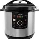 MegaChef 12 Quart Digital Pressure Cooker with 15 Preset Options and Glass Lid, Silver