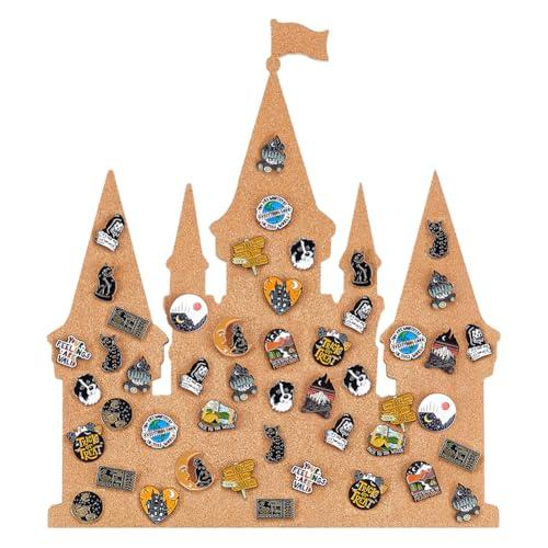 BENECREAT Castle Pin Board Cork Board, 14.2x11.8inch Bulletin Display Board Brooch Jewelry Display Cork Tray for Brooch Pin Collection Display, Office Home and School Decor