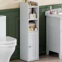 ChooChoo Small Bathroom Storage Cabinet, 7.1W * 7.9D Corner Floor Cabinet with Door and Adjustable Shelf, Narrow Toilet Paper Cabinets, Slim Bathroom Organizers for Small Spaces and Bathroom, White