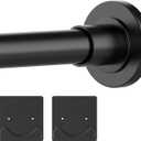 Thestoa Shower Curtain Rod Adjustable 30-80" with Holder, Anti-Rust Shower Rod & Spring Tension Shower Rod No Drill, Black Shower Curtain Rod for Bathroom Tension Rod
