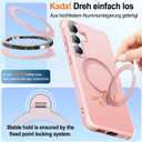 HuwaiH 360 Rotatable Magnetic Ring Stand for Samsung Galaxy S24 Plus/S25 Plus Case, Compatible with MagSafe, Military-Grade Shockproof, Anti-Scratch Matte Translucent Phone Case(Pink)