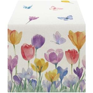 OYIMUA Tulip Floral Spring Table Runner Seasonal Summer Butterfly Kitchen Dining Table Decoration for Home Party 13x72