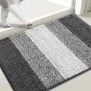 Smiry Dog Door Mat for Muddy Paws, Absorbs Moisture and Dirt, Low-Profile Entryway Mat with Non-Slip Backing, Entry Indoor Outdoor Doormat for Inside Floor (71x47 Inches, Grey, Striped)