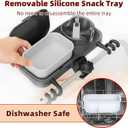 Universal Stroller Snack Tray, Compatible with Nuna Uppababy Mockingbird, Stroller Snack Tray Attachment with Cup Holder, Detachable Silicone Tray for Easy Clean, Toddler Snacking On The Go