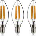 2 x B11 Dimmable Vintage LED Edison Candelabra Bulb 4.5W, 60W Equivalent, High Brightness, 2700K Warm White Light, Clear Glass, Candles/Chandelier Style, E12 Base, 3PCS