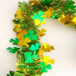 66 Ft St.Patrick's Day Tinsel Garland Decorations Shiny Thick Green Hat and Gold Shamrock Design St Patricks Day Clover Hanging Decor Garland for Irish Holiday Party Parade Floats Ornaments