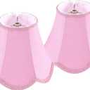 GO&SO 8 Inch Mini Pink Lamp Shades Set of 2 Small,Scalloped Lamp Shade for Table Lamps/Wall Lamp 48 6.4 IN Spider Lampshade Replacement Boho Natural Faux Silk Shade for Bedside lamps