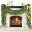 Christmas Garland Real Touch Cedar Garland Christmas Decorations 9 ft Soft and Lush Realistic Faux Pine Garlands for Mantle, Table, Stairs, Doorframe, Fireplace Indoor Outdoor Holiday Decorations