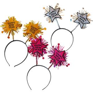Partay Shenanigans New Year's Eve Headbands - 12 Pack Silver Gold Pink Happy New Year Party Headbands for NYE Countdown Party