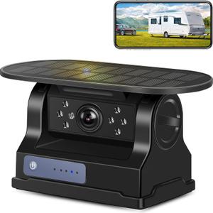UNITOPSCI WiFi Magnetic Hitch 720P Solar Wireless Rear/Front View Camera Rechargeable IR Night Vision, IP67 Waterproof for Cars Travel Trailer Pickup RV Camper Reverse for iPhone iPad Android