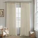 Beige Linen Pinch Pleated 120 Inch Curtains 2 Panels for Living Room Bedroom Memory Training Shape Semi Sheer Neutral Flax Pinch Pleat Drapes with Hooks Rings Light Filtering Window Curtain 40x120