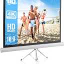 Pyle 50 Inch Portable Projector Screen with Tripod Stand Lightweight, Durable, Easy Pull Setup Mobile Projection Screen with 4:3 Aspect Ratio, White Matte Fabric for Indoor/Outdoor Use