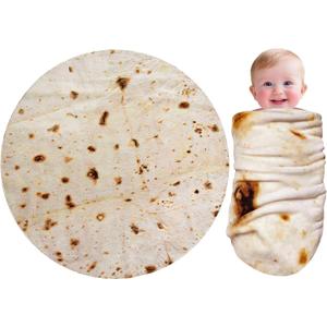 CASOFU Baby Burritos Swaddle Blanket, Tortilla Wrap Blankets Funny Gifts for Baby Shower Boy Girl Toddler Newborn, 285 GSM Soft Flannel Food Blanket White Elephant Gifts for Toddler (Beige, 36 inches)