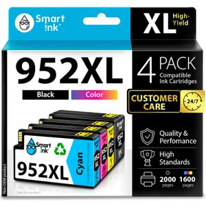 Smart Ink Compatible Ink Cartridges Replacement for HP 952XL 952 XL 4 Combo Pack (Black, Cyan/Magenta/Yellow) to use with HP OfficeJet Pro 8710 7740 8720 8715 8210 8703 OfficeJet 8702 Printers