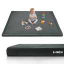 2-Inch Extra Large Memory Foam Play Mat | 59"x79" Large Baby Play Mat for Tummy Time & Crawling | Memory Foam with Non-Slip Base | Ultra Soft Flannel Cover | for Infants & Toddlers, Dark Gray