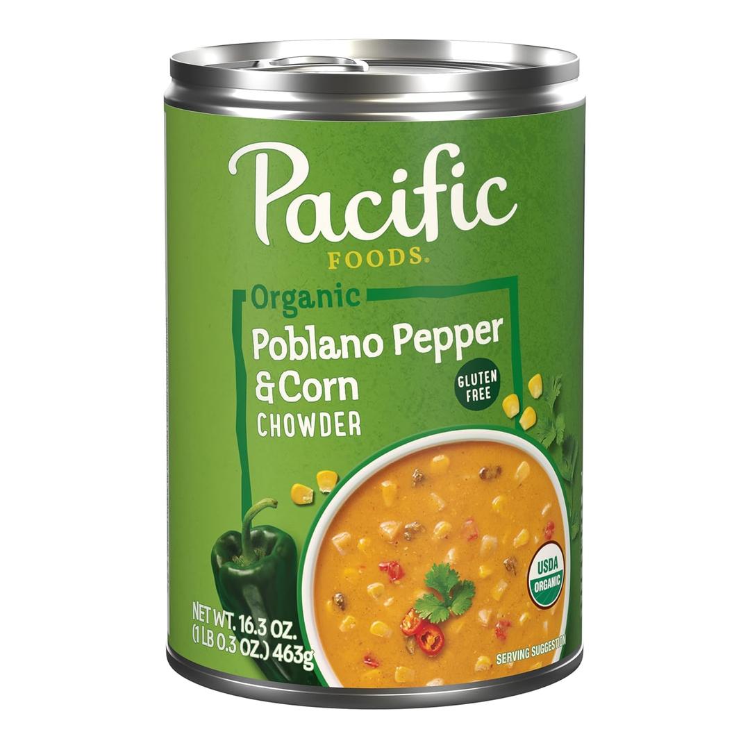 Pacific Foods, Soup Poblano Corn Chowder Organic, 16.3 Ounce