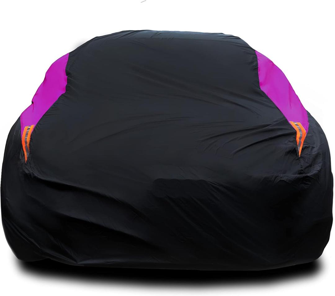 MORNYRAY Waterproof Car Cover All Weather Snowproof UV Protection Windproof Outdoor Full car Cover, Universal Fit for Sedan (Fit Sedan Length 154-163 inch, Purple)