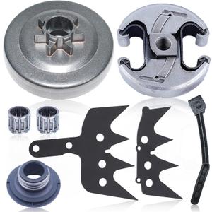 Adefol 325" 7T Clutch Drum Kit for Husqvarna 345 346 350 445 450 445E 450E 351 353 Chainsaw, Clutch Drum Bearing Kit with Bumper Spike Felling Dog Replacement Parts # 578097901,5038730-73