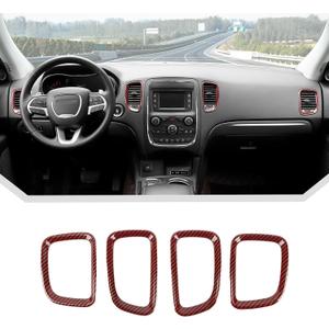 JeCar Red Carbon Fiber Interior Dash Vent Cover Trim Kit Fit for 2011-2020 Dodge Durango Interior Accessories (4pcs)