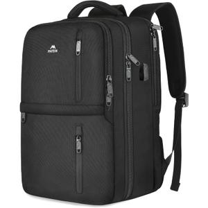 MATEIN Travel Laptop Backpack, Flight Approved Carry on Backpack with USB Port & Shoe Compartment, Large Personal Item Bag Fits 15.6 inch Laptop, Water Resistant Luggage Overnight Weekender Bag, Black