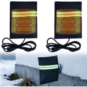 2pcs Heated Outdoor Faucet Covers for Winter, Heavy Duty Water Spigot Socks with 6.2ft Cable Energy Saving Hose Bib Insulation Wrap for Extremely Winter Outside Spigot Freeze Protection, 8.8"6.7"