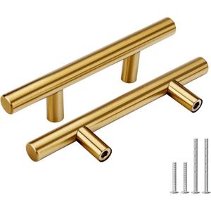 Goldenwarm 15 Pack Gold Cabinet Pulls - Gold Cabinet Handles 3 inch, Fade-Resistant Surface - Dresser Pulls Kitchen Hardware for Cupboard Furniture and Drawer