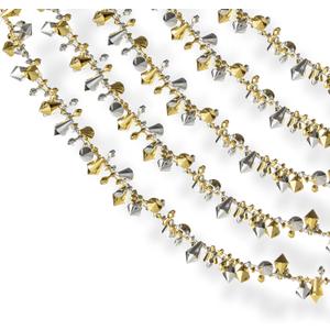 Klikel Iridescent Gold and Silver Large Twinkle Ice Double Twist Bead Garland, Set of 2 Each 10 Feet