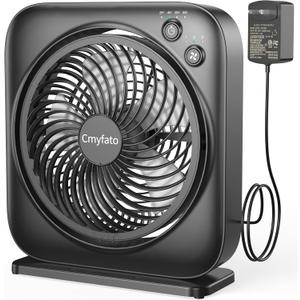 Portable Table fan, Window Fan,Small Box Fan with 3 Powerful Speed & 4 Timer Setting, 270 Pivoting Quiet Square DC Fan for Home Office Bedroom Bathroom Kitchen (Black)