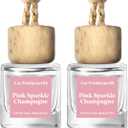 HoogaLife Car Air Freshener Diffuser 2 Pack Hanging Air Freshener Diffuser - Pink Sparkle Champagne Fragrance Oil Air Diffuse r for Car, 45+ Days Long Lasting Fragrance Made in USA (P38)