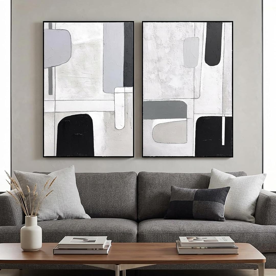 SAFERRYHOME Abstract Textured Hand Painted Wall Art,3D Textured, 24"x36"x2