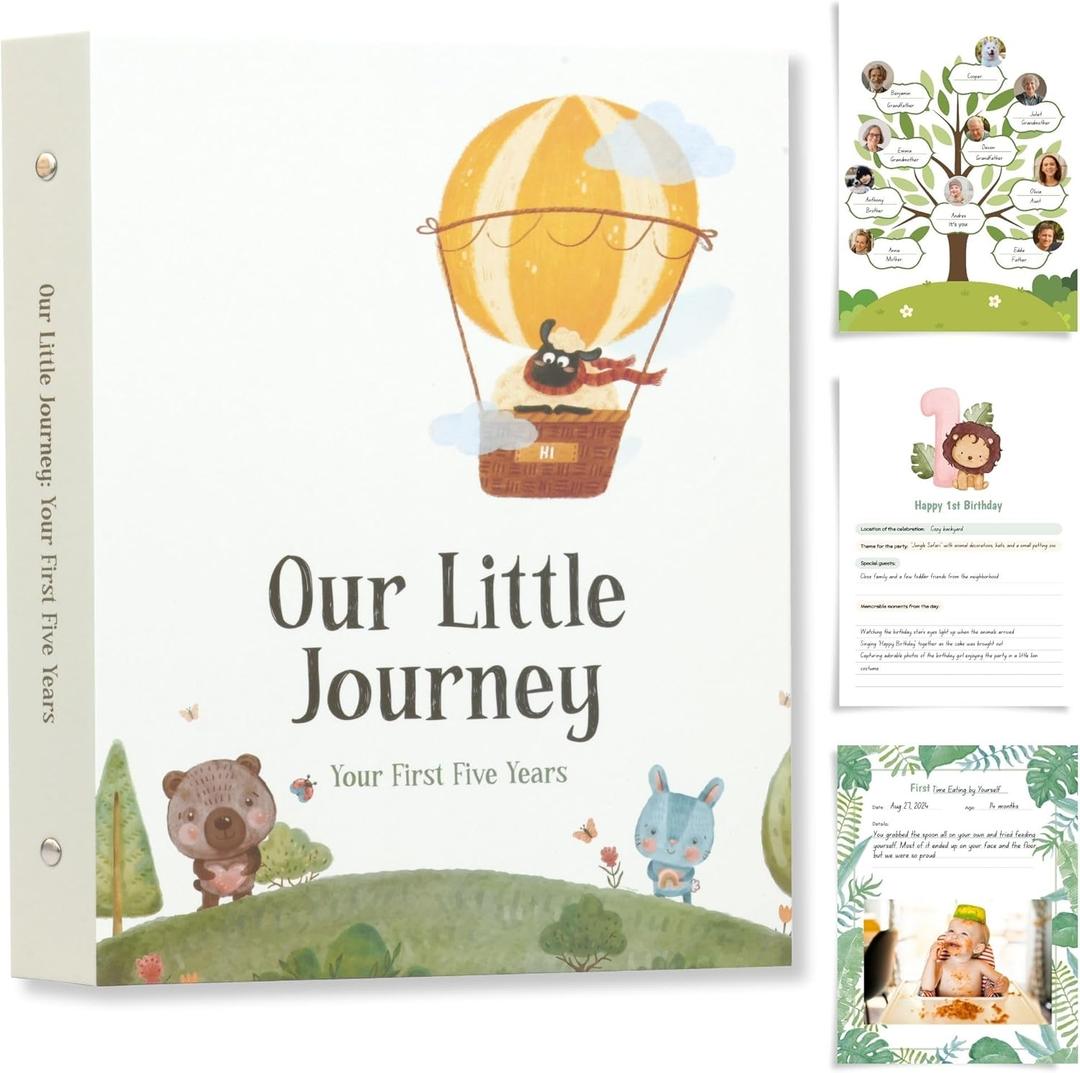Baby Memory Book Keepsake  Simple & Personalized First 5 Years Milestone Journal for Baby Boy or Girl  Gender Neutral Baby Journal, Baby Scrapbook & Photo Album, Newborn Keepsake Gift