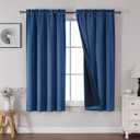 OWENIE Heidi Royal Blue Curtains for Living Room 63 Inch Length 2 Panels Set, Light Filtering Solid Curtains for Bedroom, Rod Pocket Window Curtains & Drapes, 2 Pcs Each 40" W 63" L