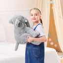 JellyMallow Elephant Weighted Stuffed Animals 5 lbs 16 inches Gray, Large Weighted Elephant Plushie Cuddly Pillow Gift for Kids & Adults